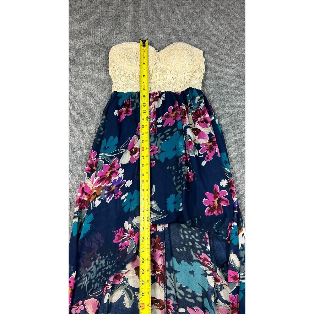 Love Culture Maxi Dress Women Small Multi Floral High Low Hem Back Zip Strapless - Picture 5 of 11